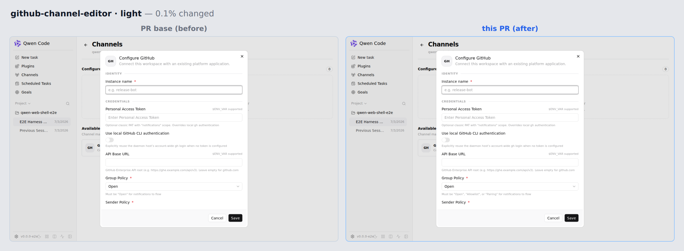 github-channel-editor-light before/after
