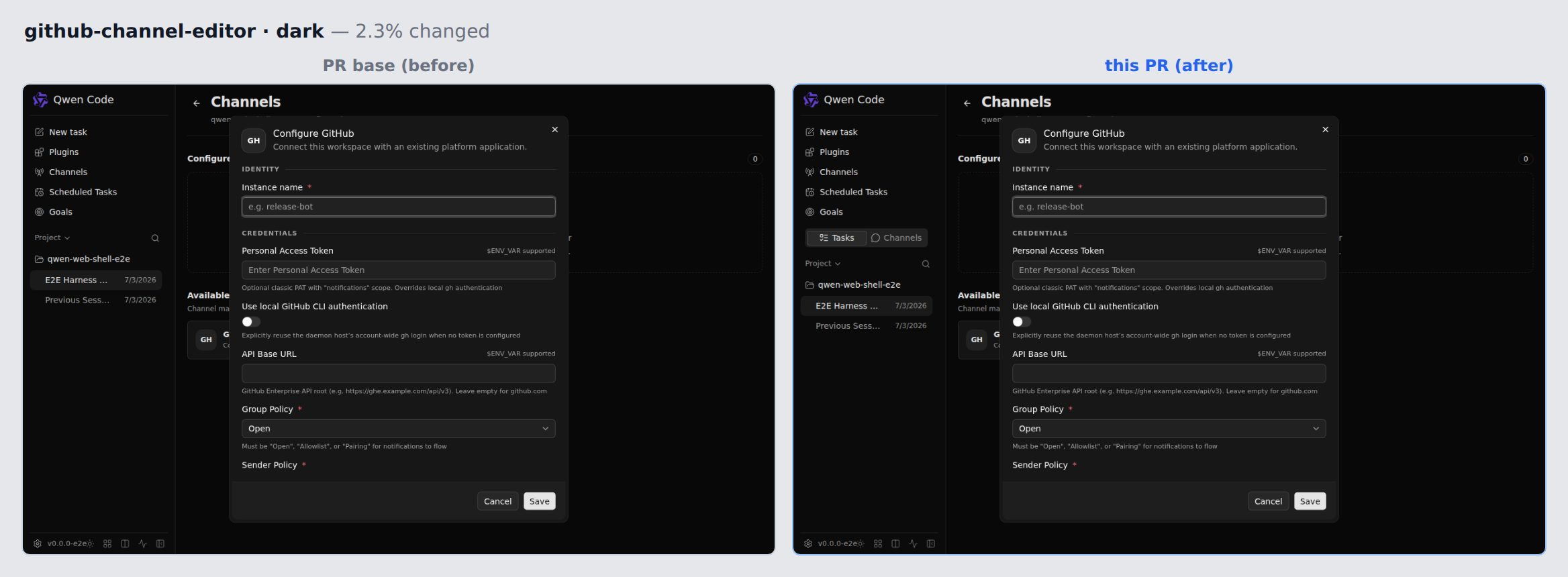 github-channel-editor-dark before/after