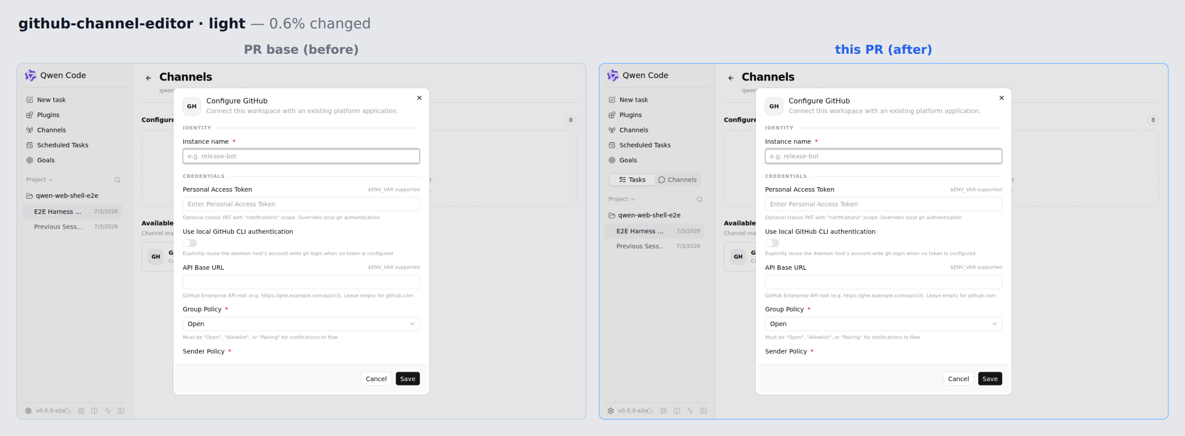 github-channel-editor-light before/after