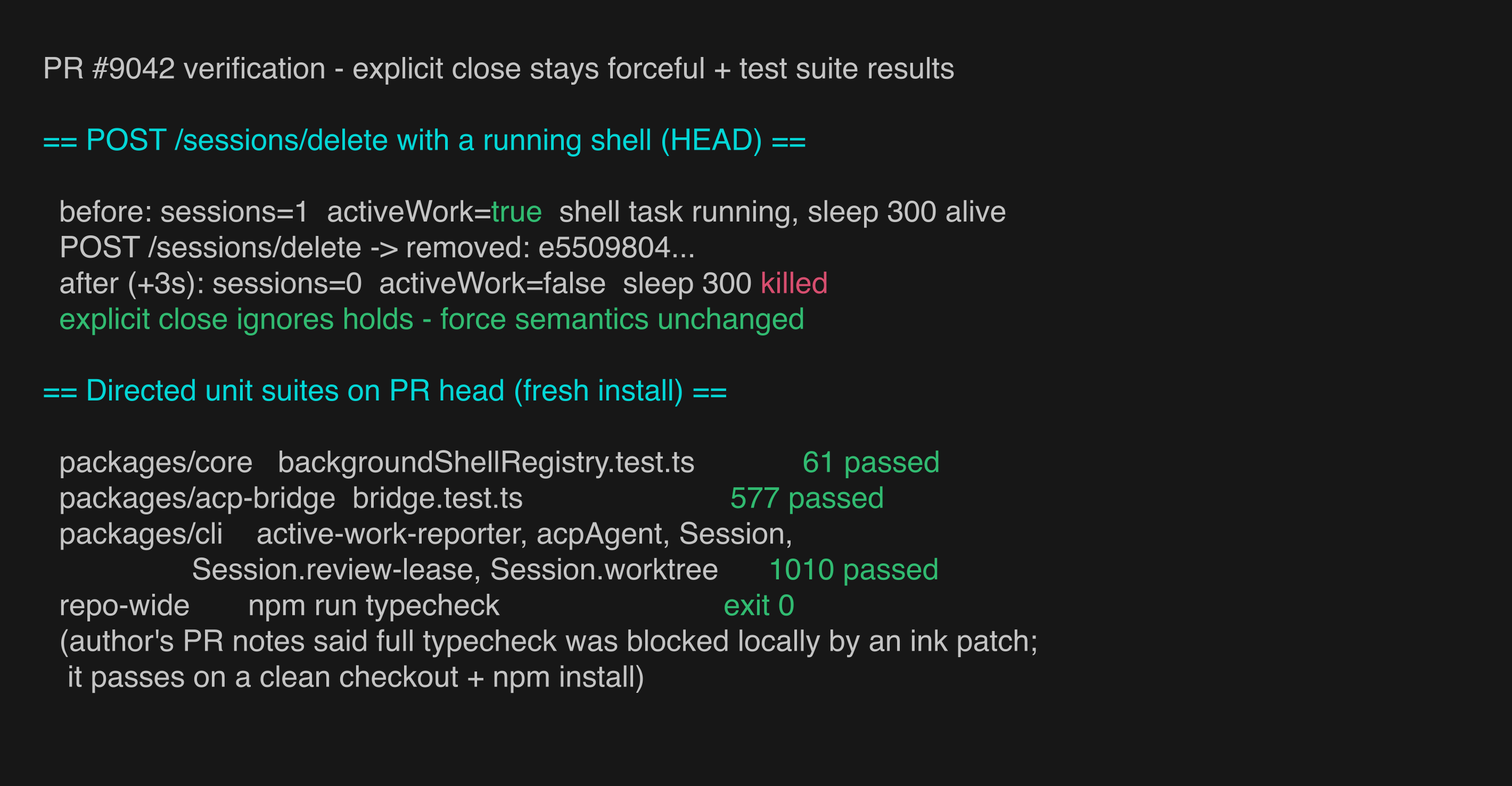 force + tests