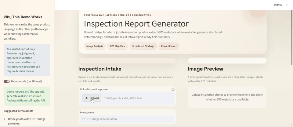 Inspection Report Generator demo