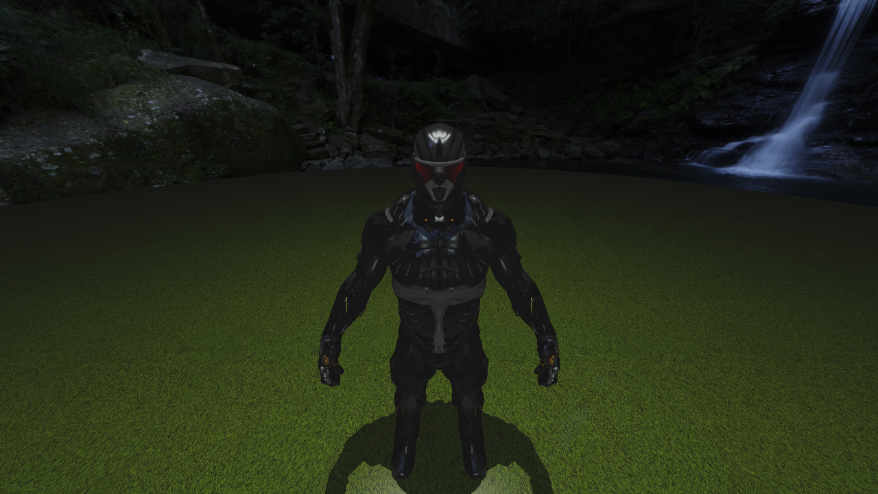 Image of Crytek's Crysis 2 Nano Suit rendered with bump mapping, specular mapping, and light reflection