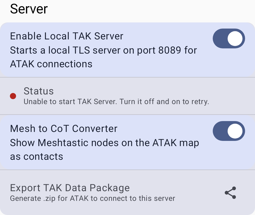 TAK server start failure