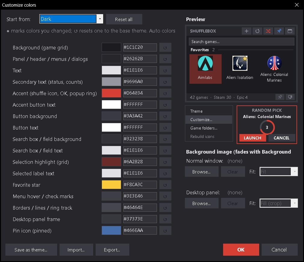 Customize colors