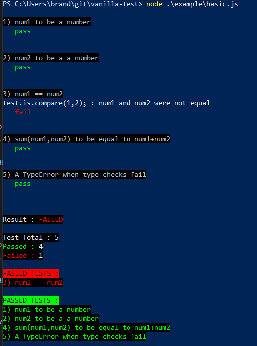 screen shot of vanilla-test example on node
