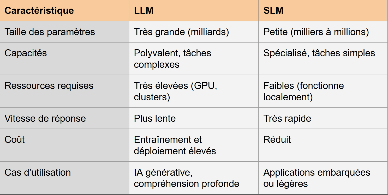 Comparaison LLM vs SLM