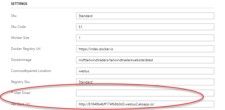 deploy to azure parameters