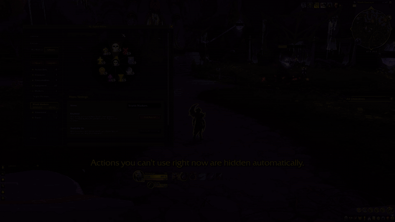 The settings preview showing and hiding actions that are unavailable right now