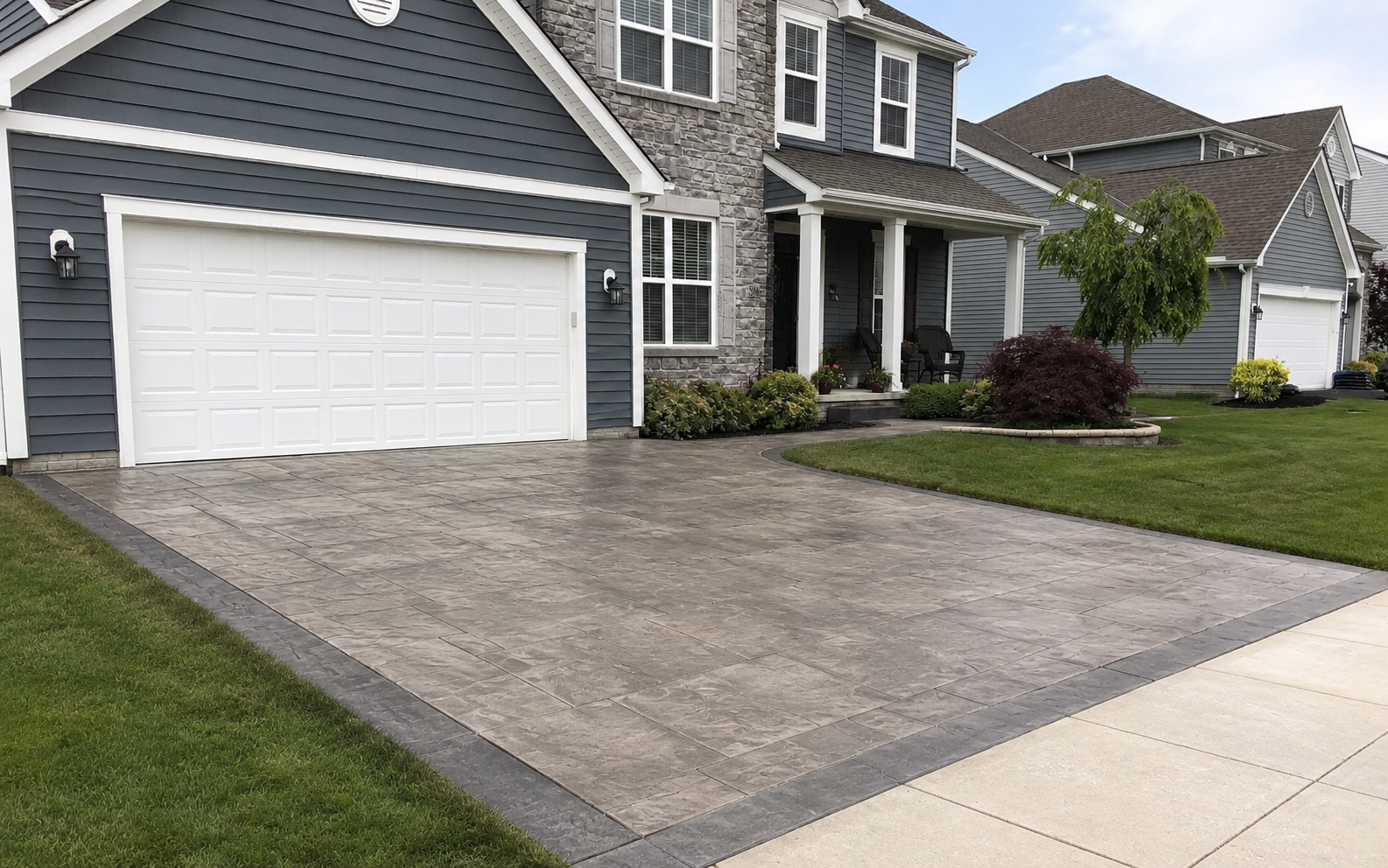 Stamped concrete walkway