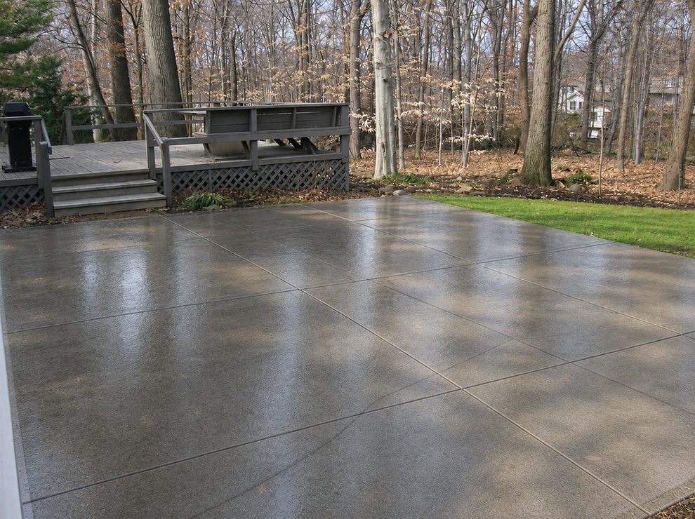 modern stamped patio after