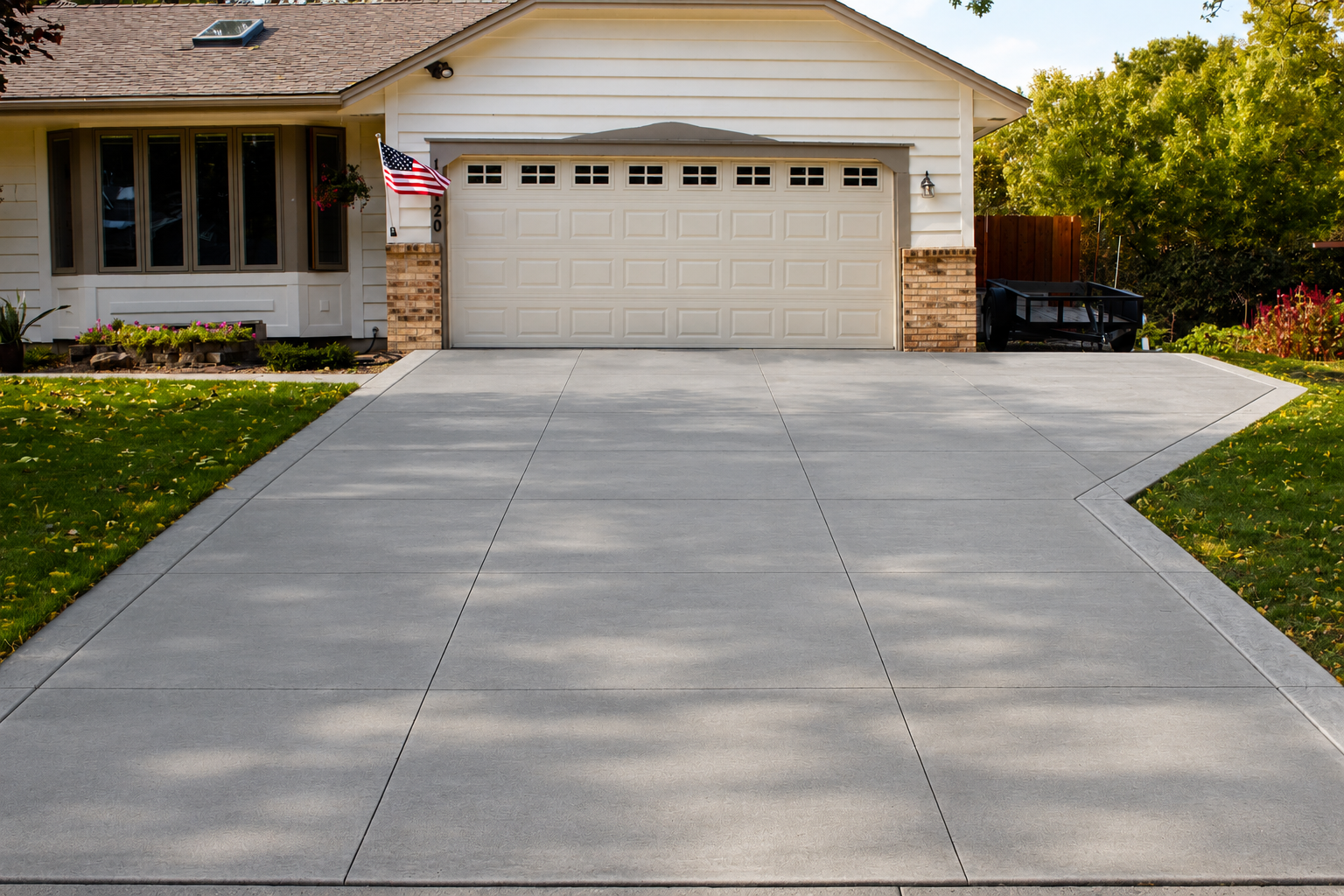 modern concrete driveway