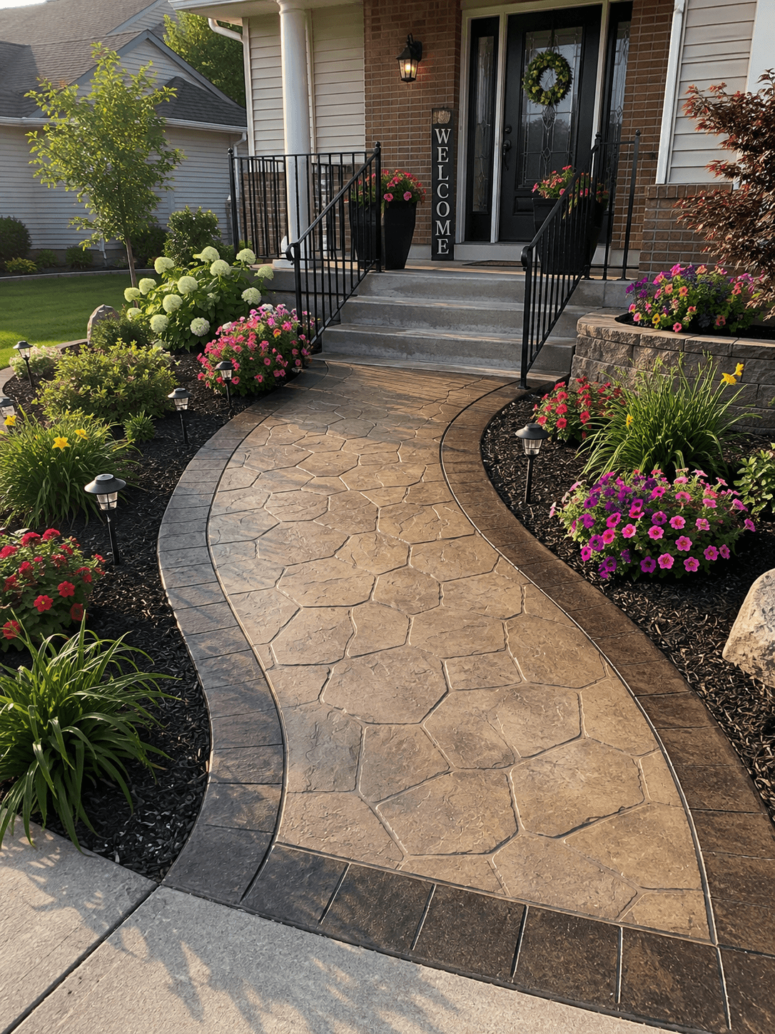 Colored concrete sidewalk