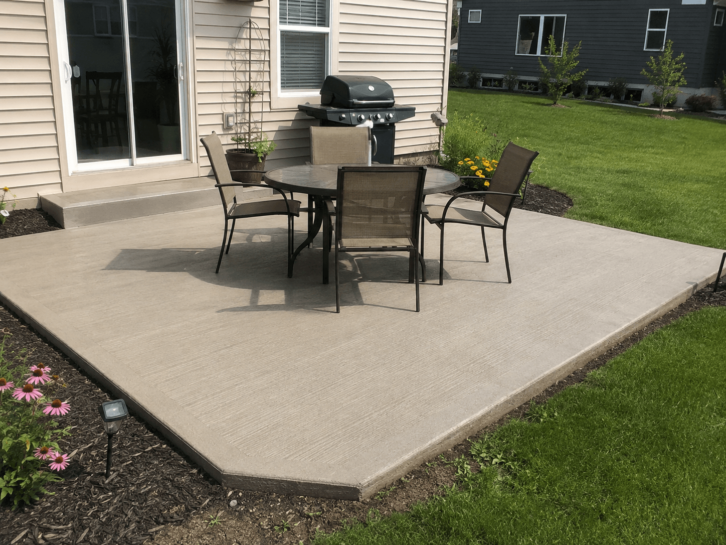 After: stamped concrete patio
