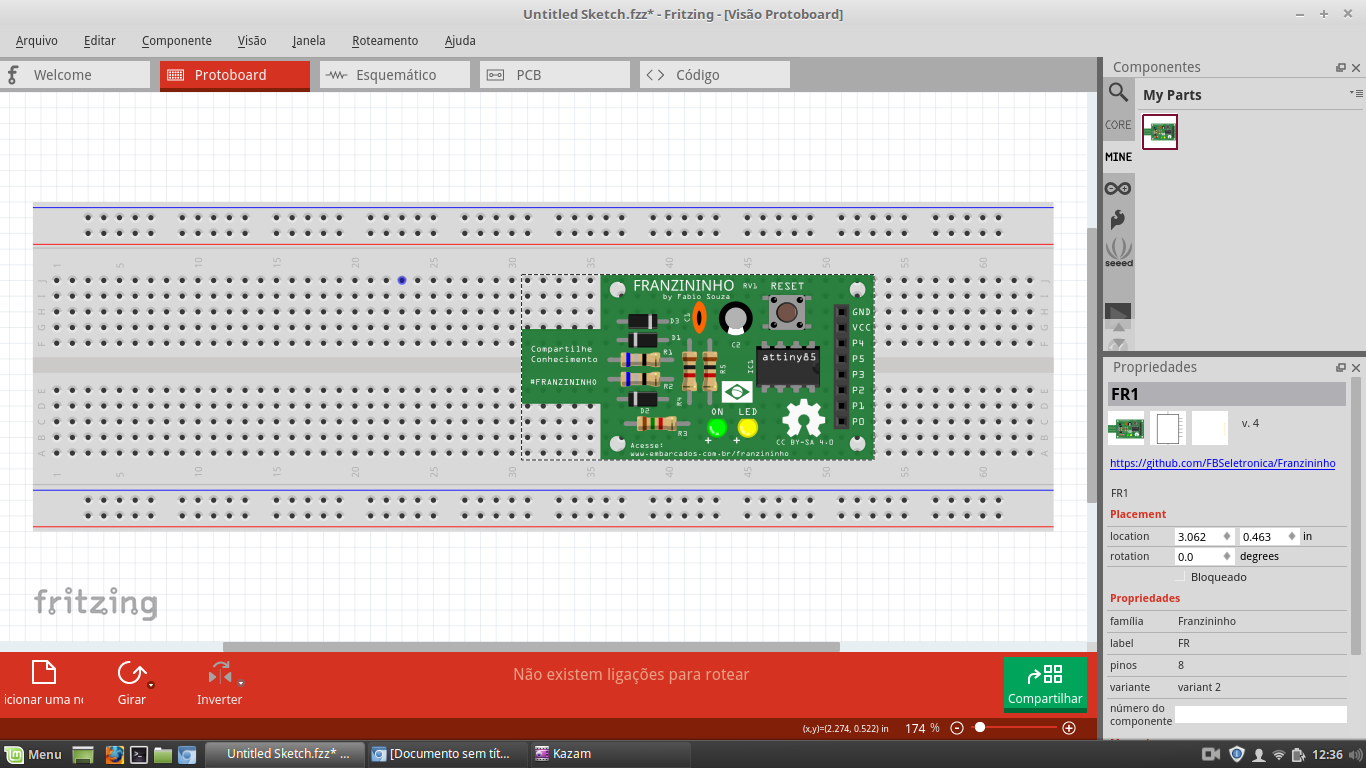 Franzininho dentro do Fritzing
