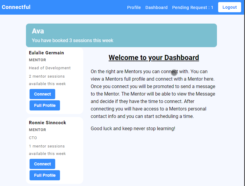 dashboard page