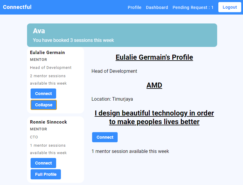 dashboard profile page