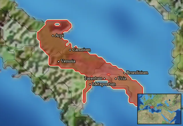 Regions of the Iapygia mercenary pool