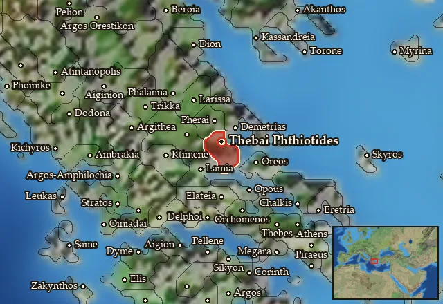 Map of Achaia Phthiotis and its neighbours