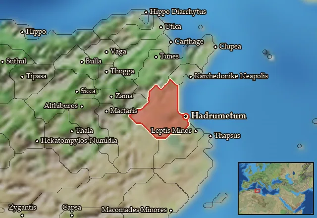 Map of Adrumet and its neighbours