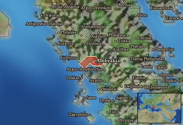 Map of Ambrakikos Kolpos and its neighbours