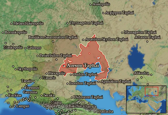 Map of Ano Aorsia and its neighbours