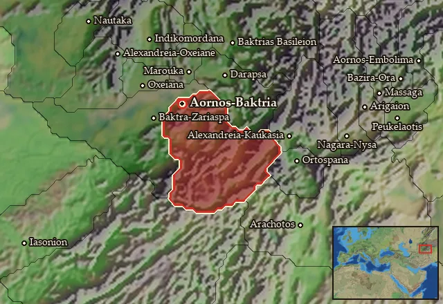Map of Ano Baktriane and its neighbours