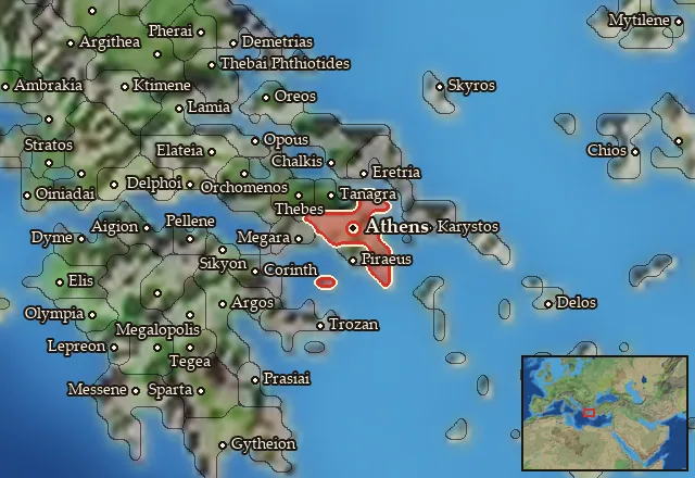 Map of Attike and its neighbours