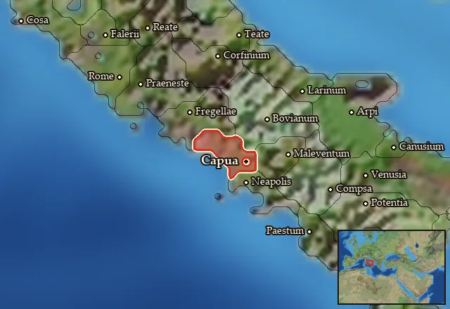 Map of Campania and its neighbours