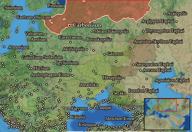 Map of Carbonia-Salia and its neighbours