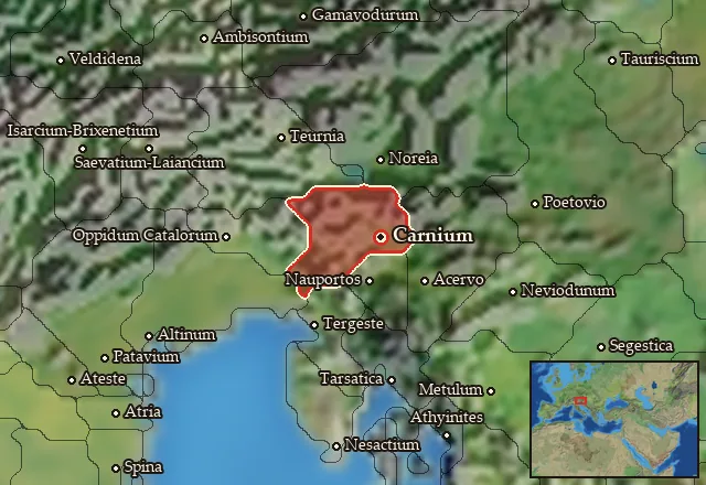 Map of Carnia and its neighbours