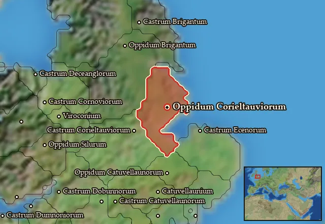 Map of Corieltauvia Orientalis and its neighbours