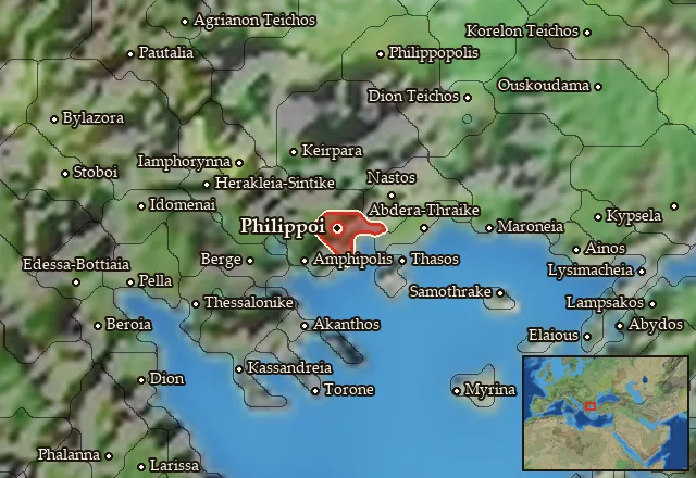 Map of Datos and its neighbours