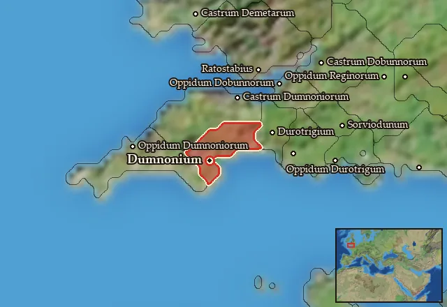 Map of Dumnonia Meridionalis and its neighbours