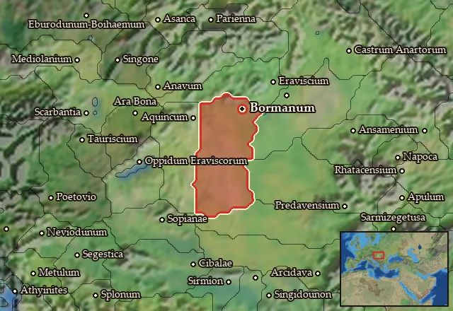 Map of Eraviscia Orientalis and its neighbours
