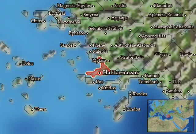 Map of Halikarnassia and its neighbours