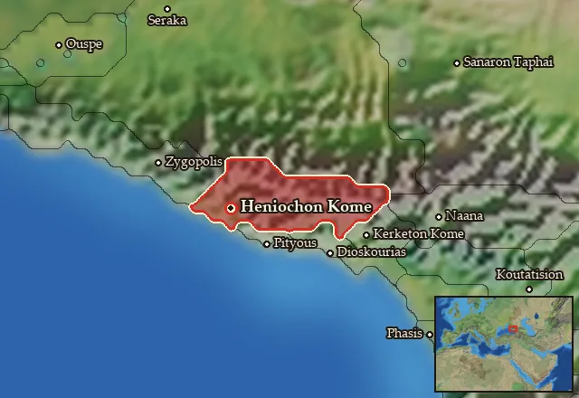 Map of Heniochia and its neighbours