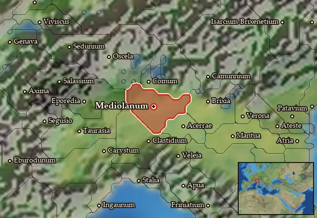 Map of Insubria and its neighbours