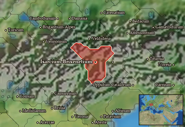 Map of Isarcia-Brixenetia and its neighbours
