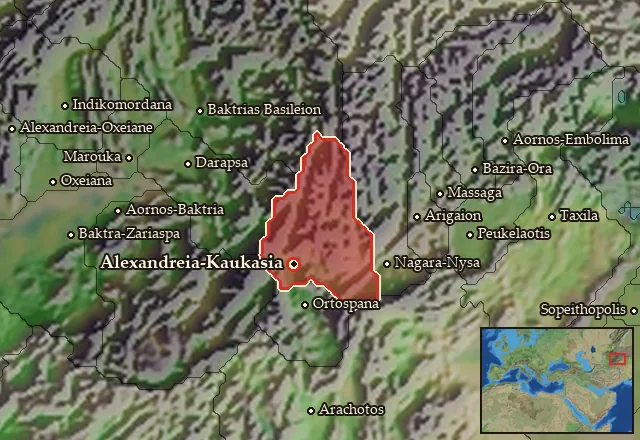 Map of Kapisene and its neighbours