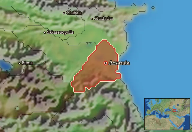 Map of Kaspiane-Ouitia and its neighbours