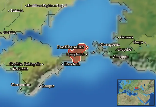 Map of Kimmerikos Bosporos and its neighbours