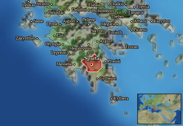 Map of Lakonia and its neighbours
