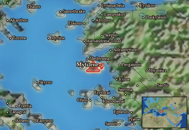 Map of Lesbos and its neighbours
