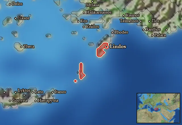 Map of Notios Rhodos and its neighbours