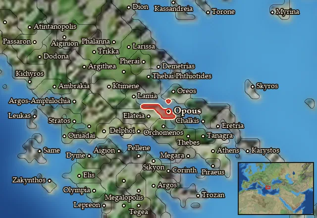 Map of Opountia Lokris and its neighbours