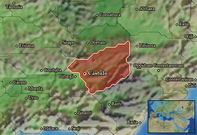 Map of Oretania Meridionalis and its neighbours