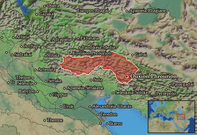 Map of Ouxia-Paraitakene and its neighbours