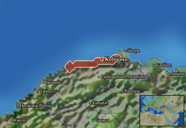 Map of Paralia Paphlagonia and its neighbours