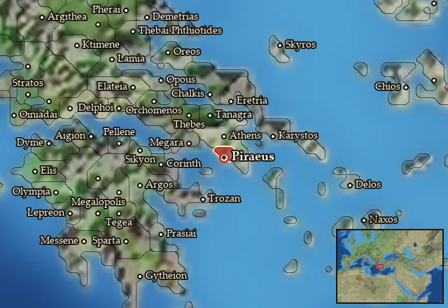 Map of Peiraieus and its neighbours