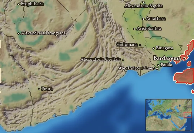 Map of Syrastrene and its neighbours